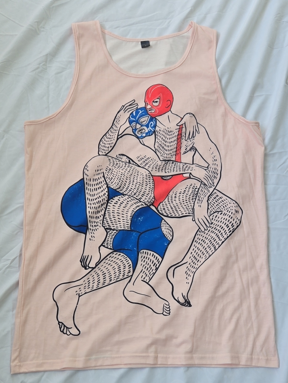 Men's Tank Top Of 2 Luchadores Mexican  Wrestling, Size L.